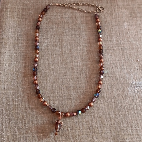 DB Jewelry - DB Brown Faceted Beaded Necklace